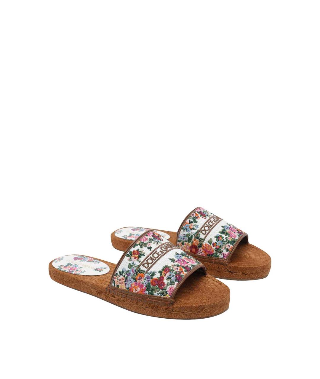 DOLCE&GABBANA Мульти текстильные шлепанцы, фото 2