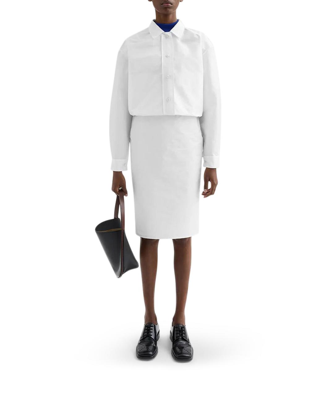 JIL SANDER Белая полиэстеровая юбка миди, фото 2