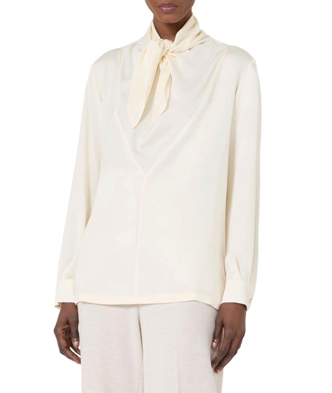 MAX MARA Белая шелковая блузы, фото 3