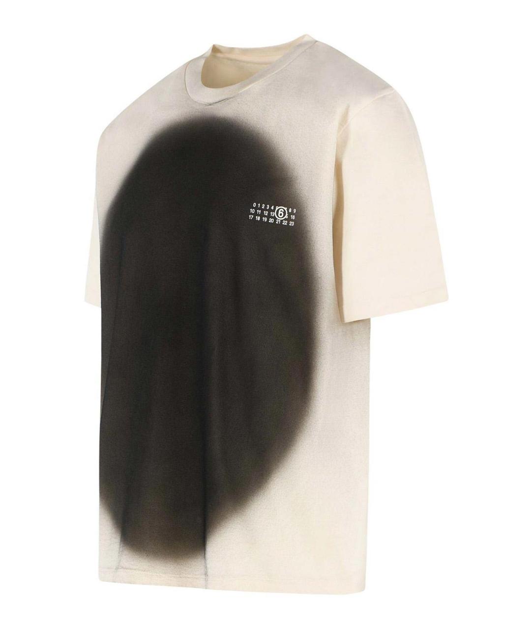 MM6 MAISON MARGIELA Бежевая хлопковая футболка, фото 3