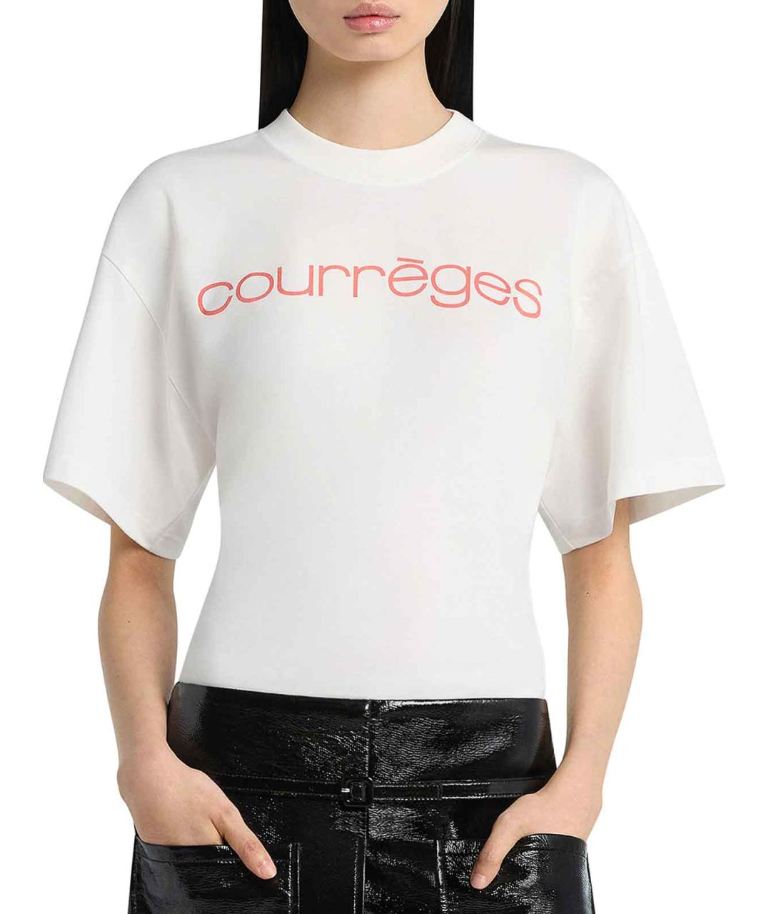 COURREGES Белая хлопковая футболка, фото 4
