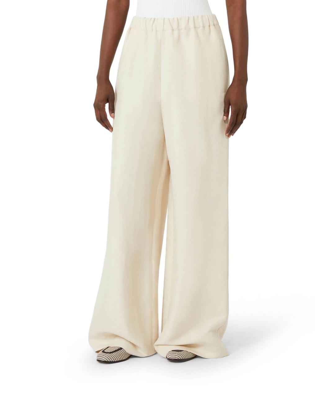 MAX MARA Бежевые льняные прямые брюки, фото 3