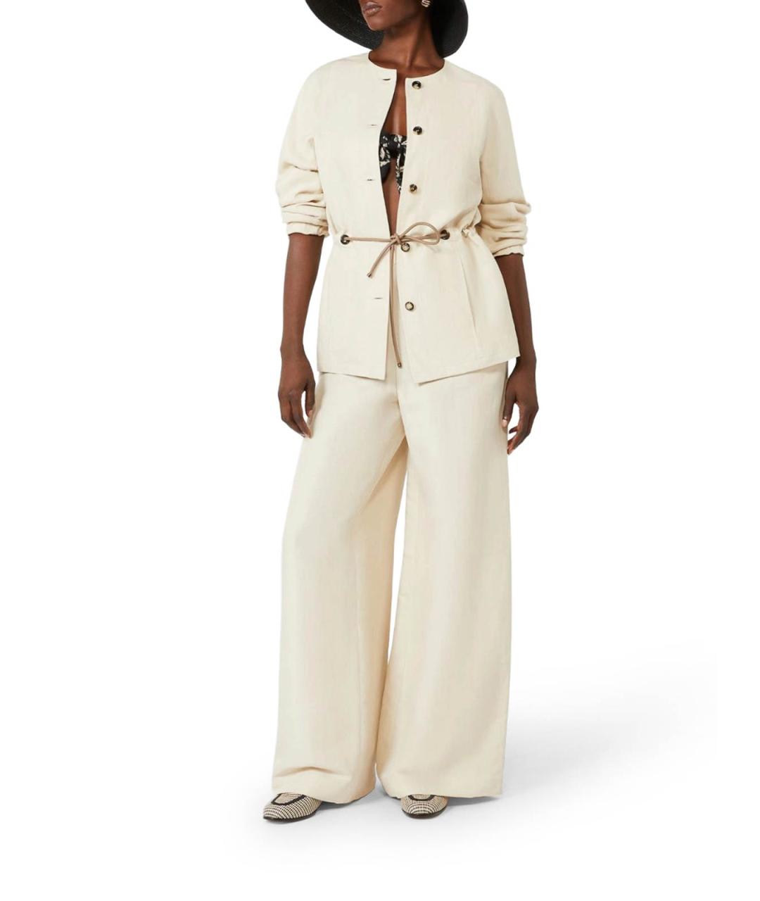 MAX MARA Бежевые льняные прямые брюки, фото 2