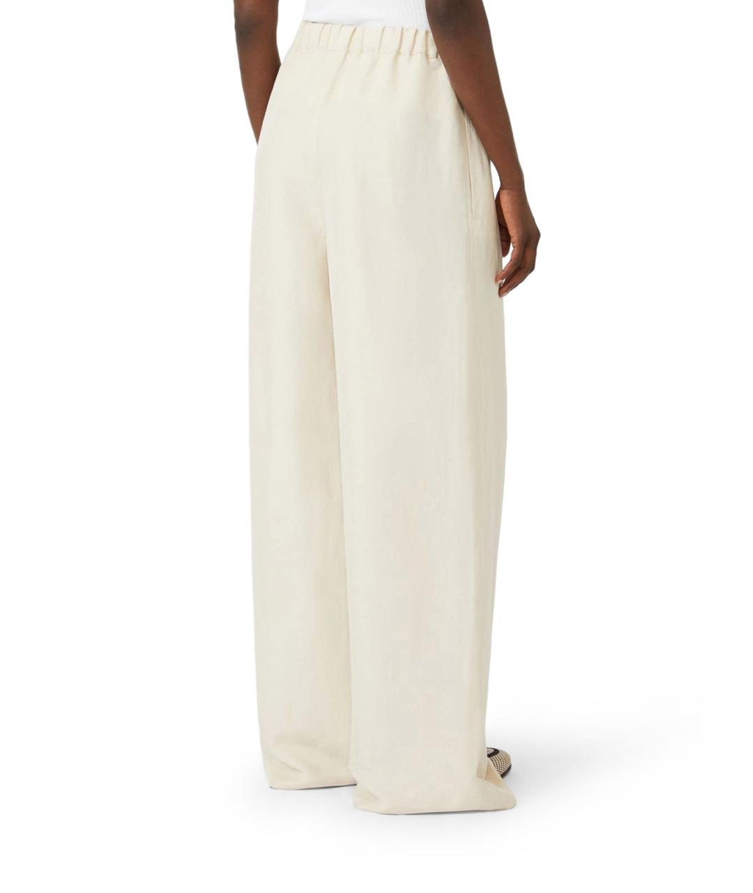 MAX MARA Бежевые льняные прямые брюки, фото 4