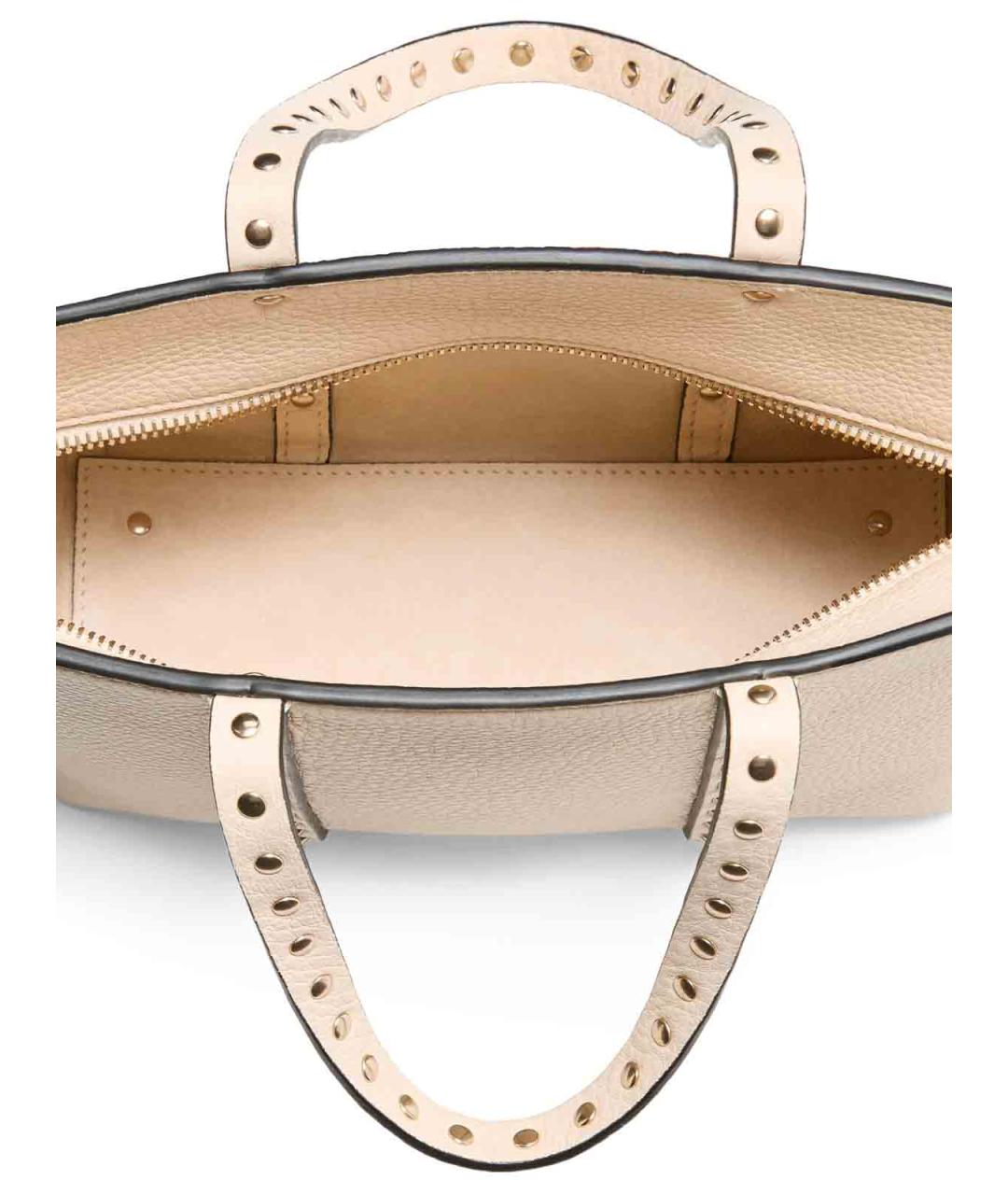 VALENTINO Бежевая кожаная сумка тоут, фото 5