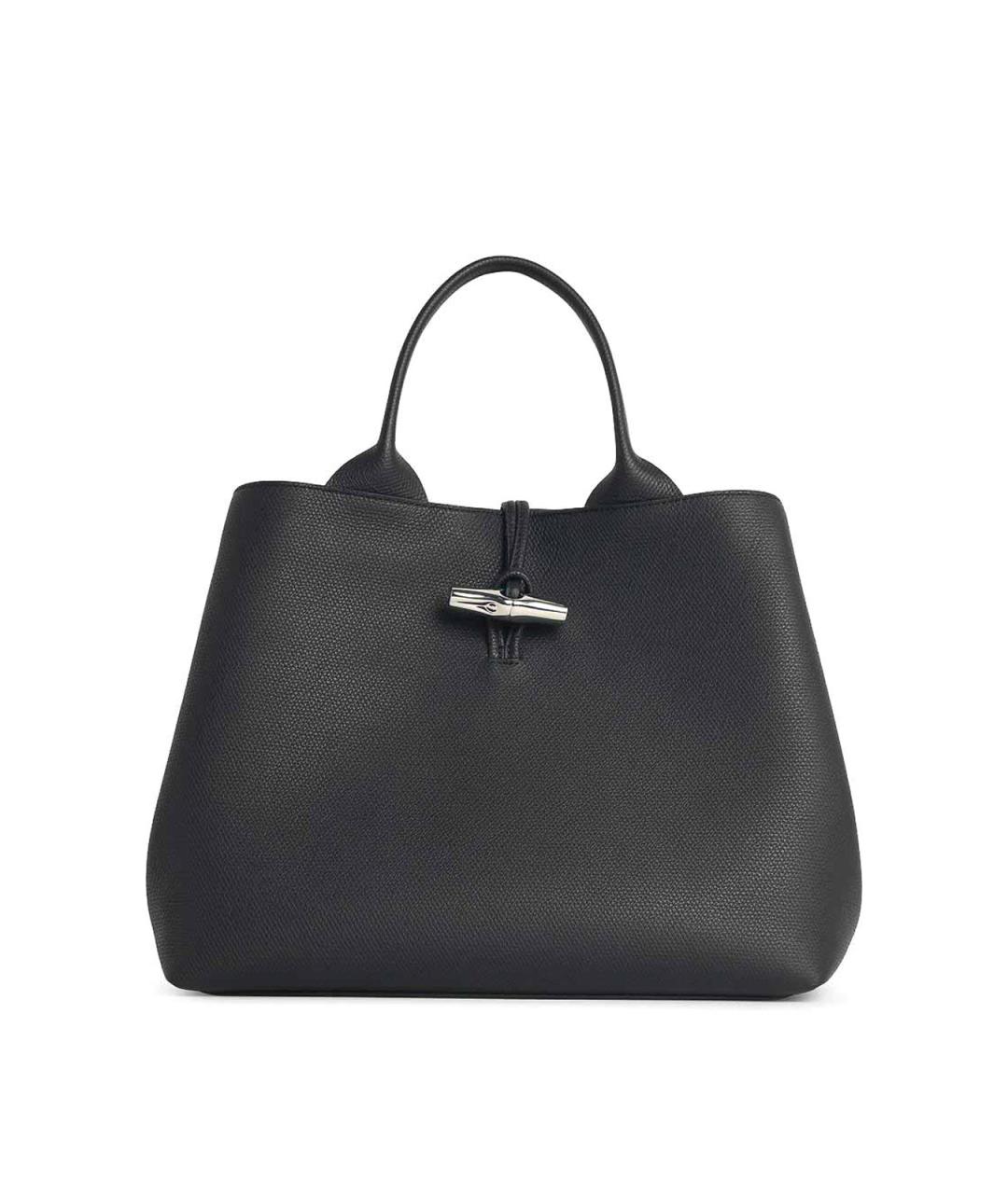 LONGCHAMP Черная кожаная сумка тоут, фото 1