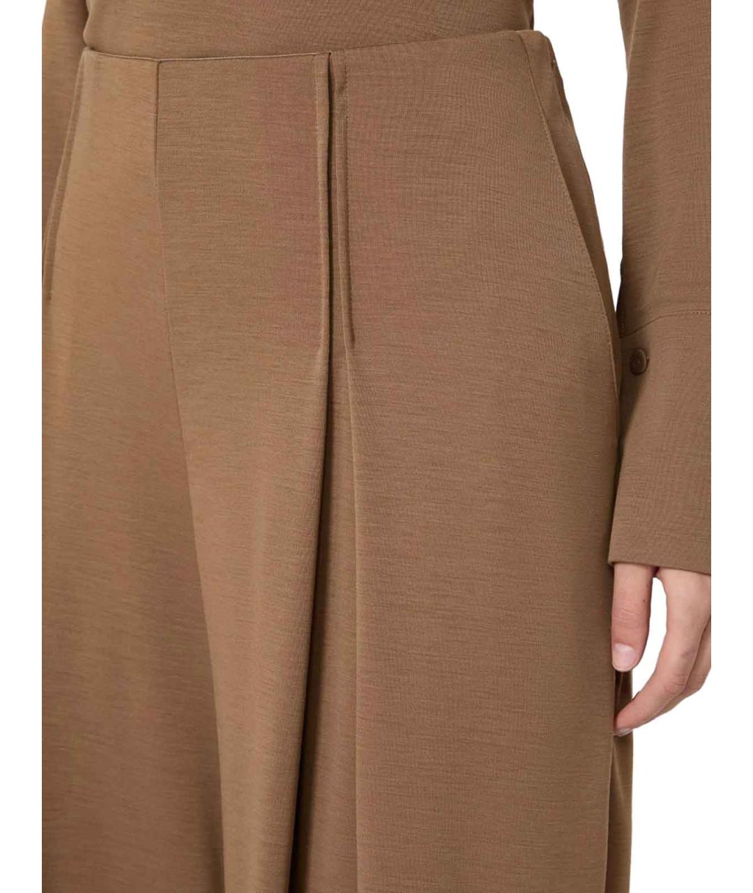 MAX MARA Коричневые шерстяные брюки широкие, фото 5