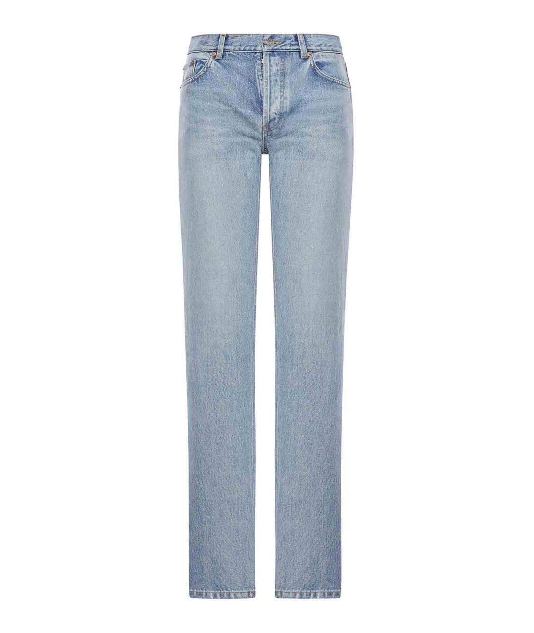SAINT LAURENT Синие хлопковые прямые джинсы, фото 1