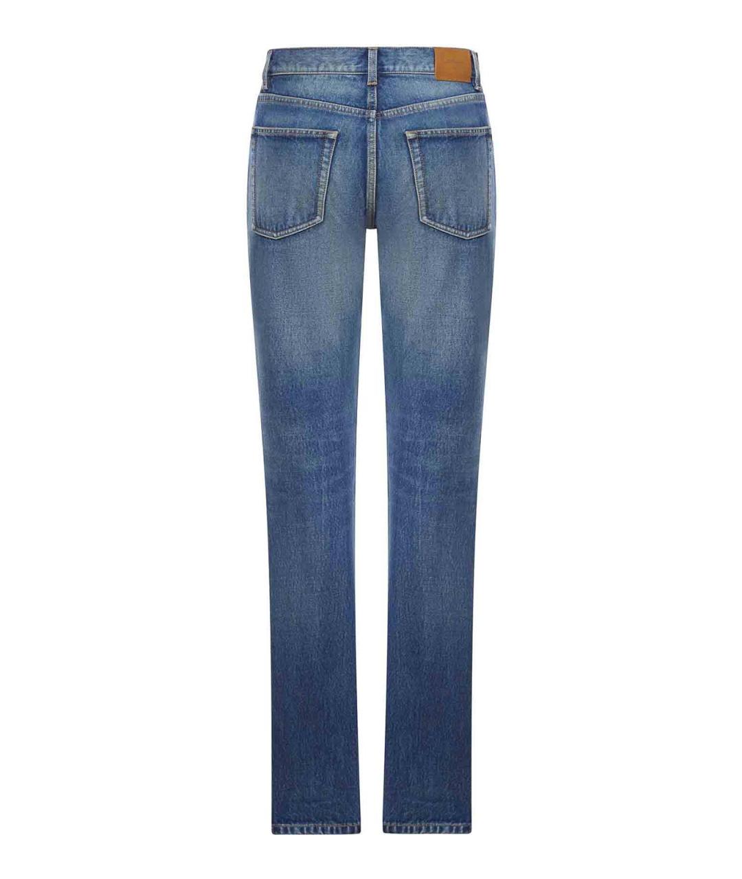 SAINT LAURENT Синие хлопковые прямые джинсы, фото 2