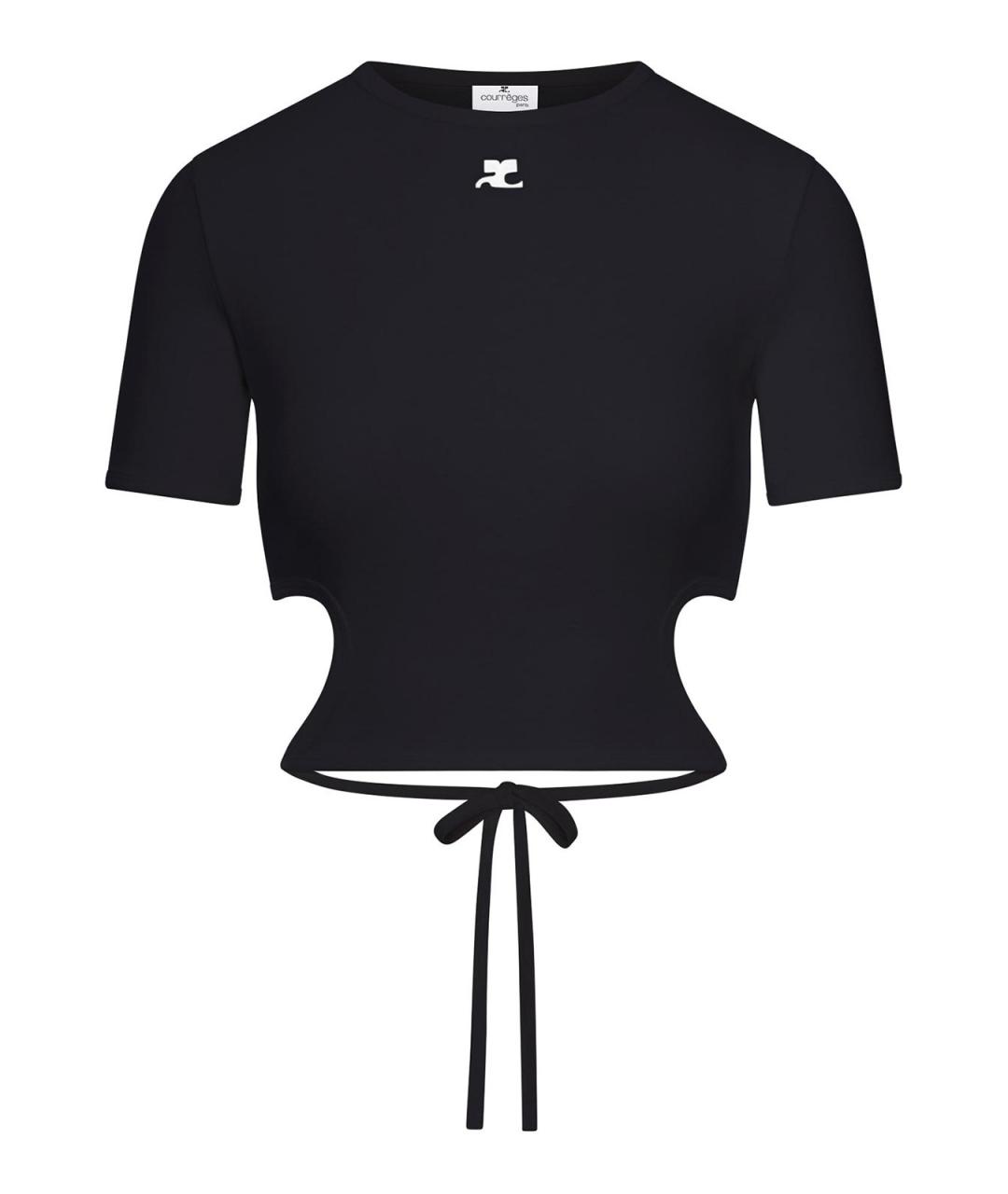 COURREGES Черная хлопковая футболка, фото 1