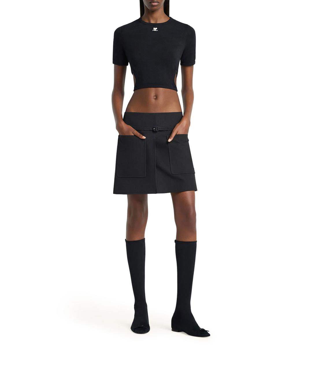 COURREGES Черная хлопковая футболка, фото 2
