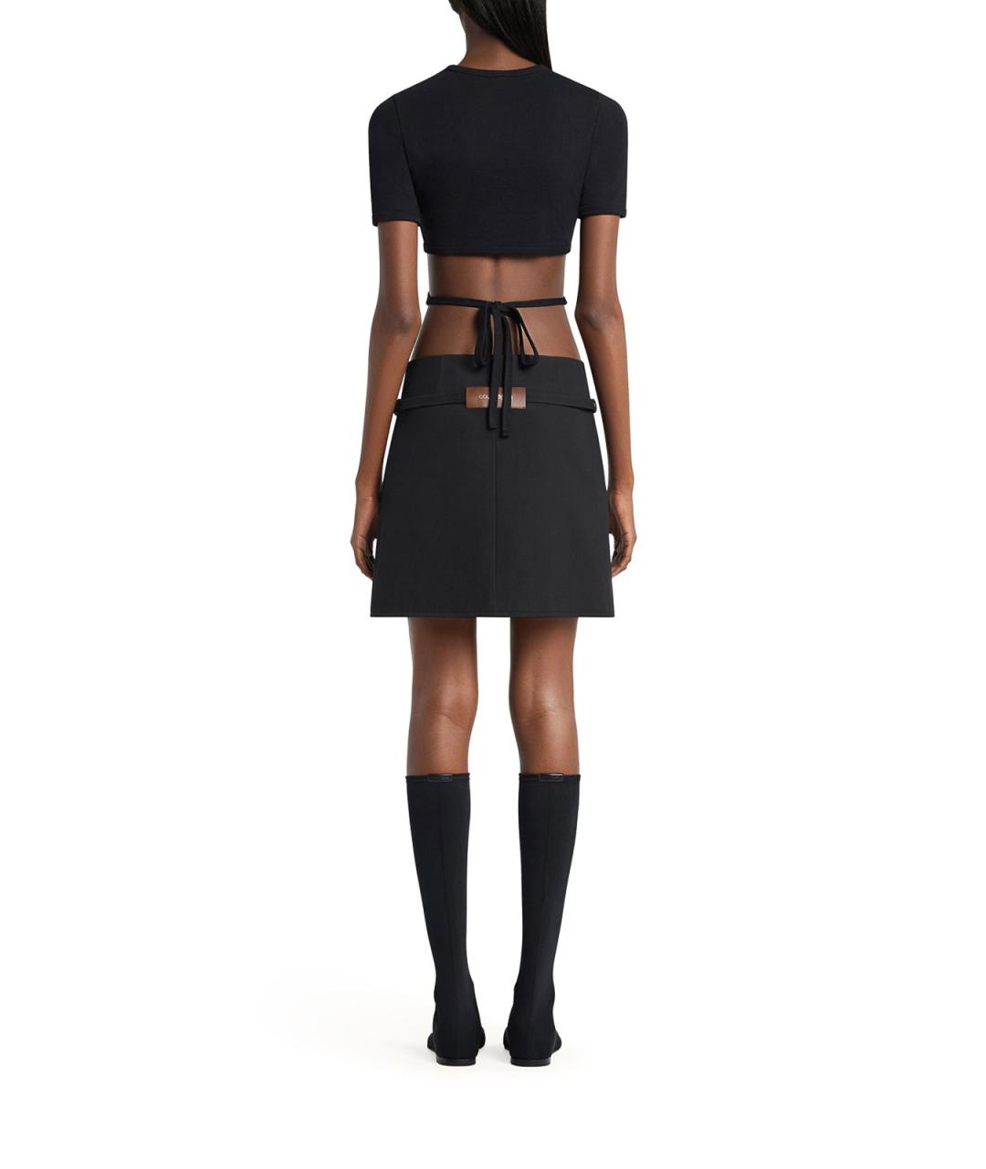 COURREGES Черная хлопковая футболка, фото 3