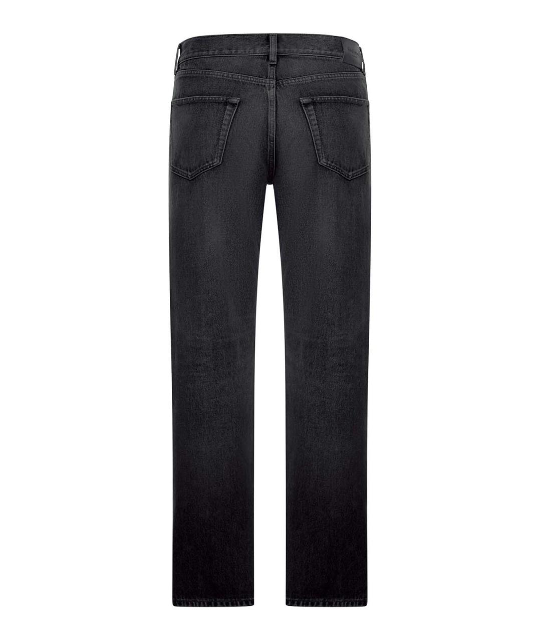 SAINT LAURENT Черные хлопковые прямые джинсы, фото 2
