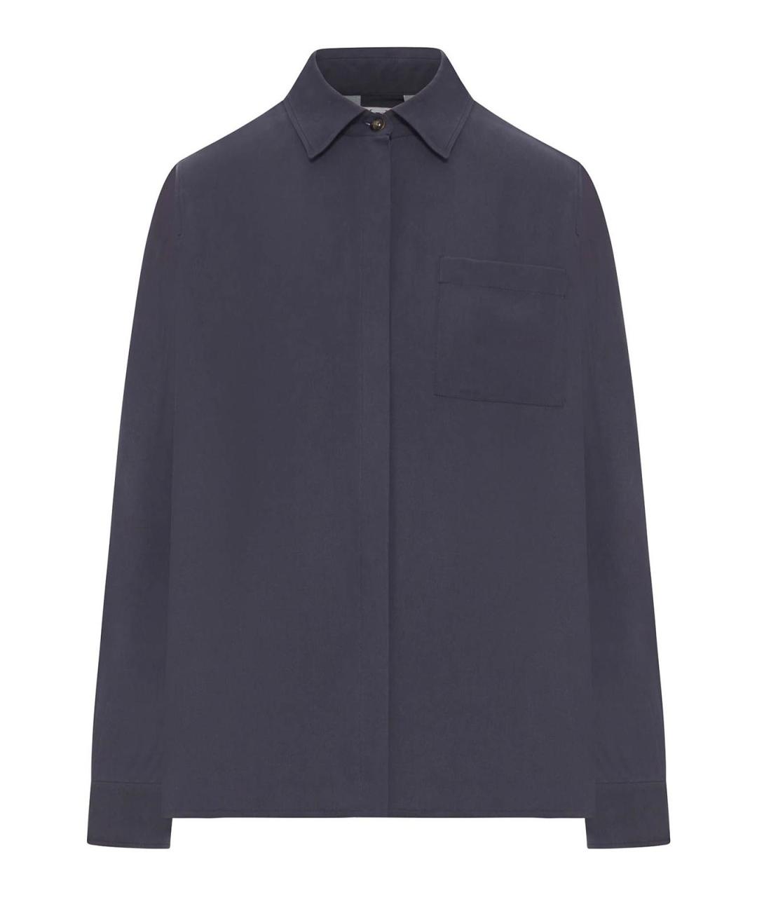 MAX MARA Синяя шелковая рубашка, фото 1