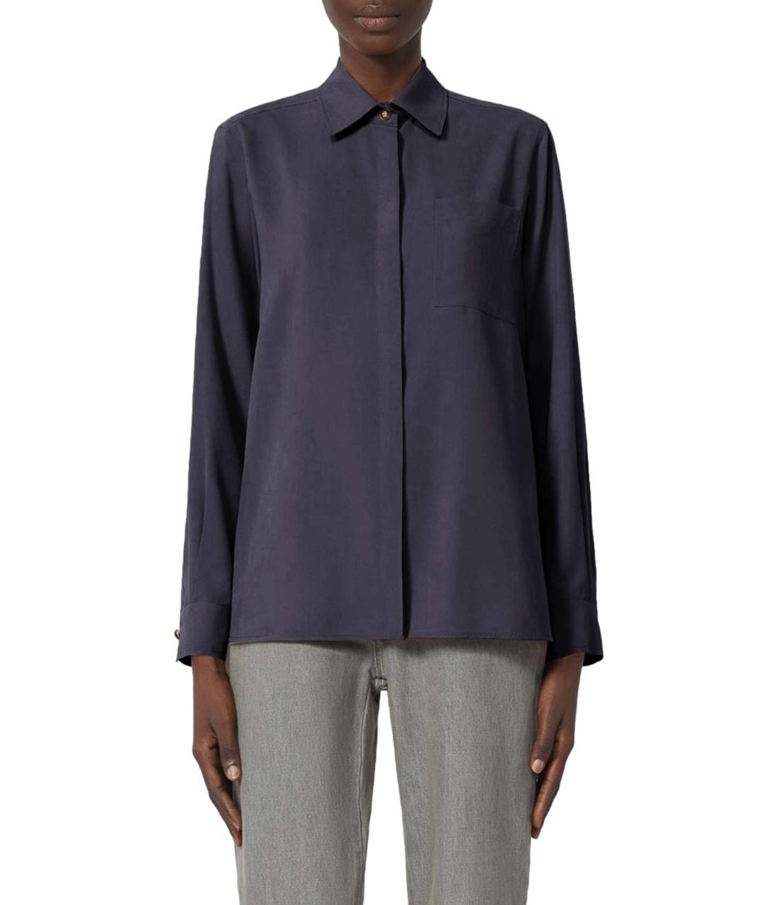 MAX MARA Синяя шелковая рубашка, фото 2