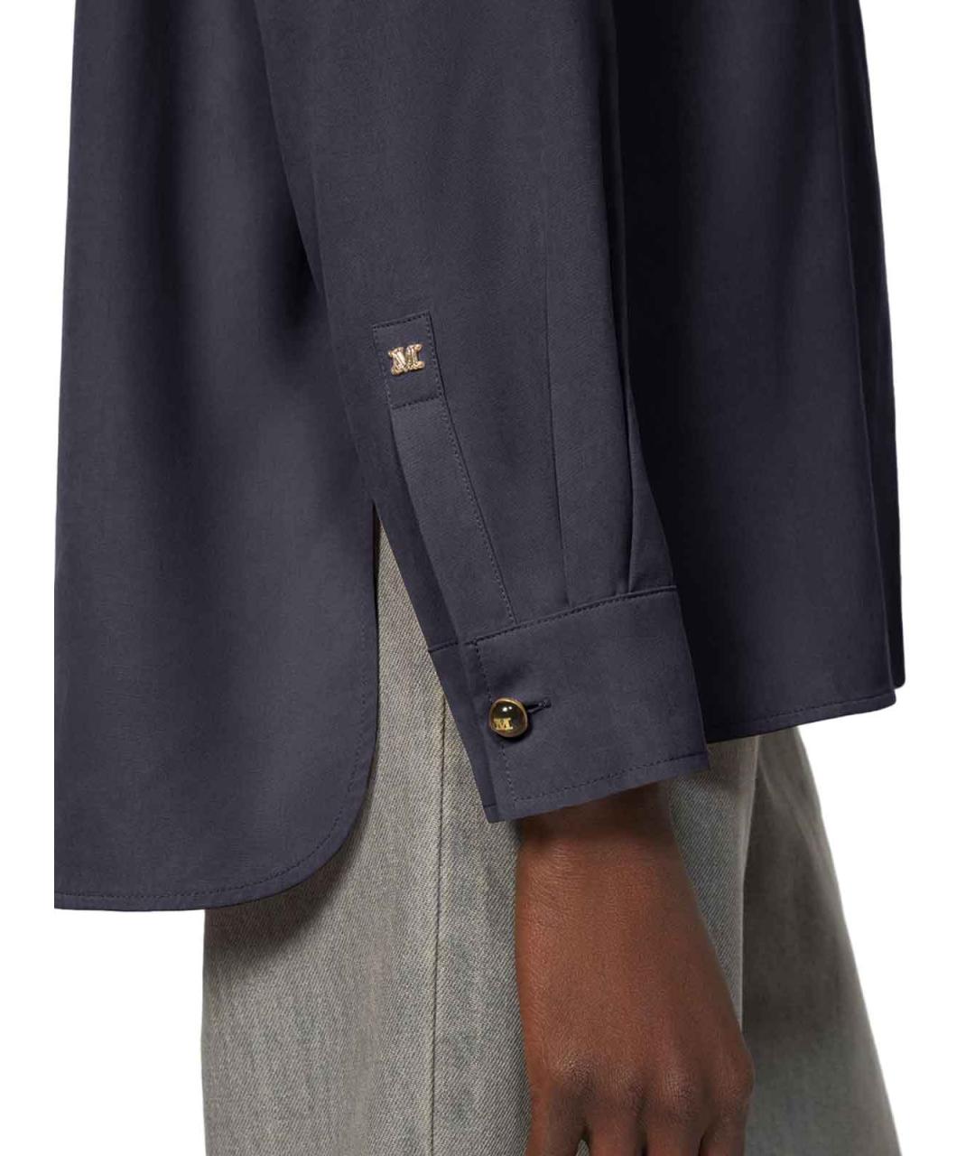 MAX MARA Синяя шелковая рубашка, фото 4