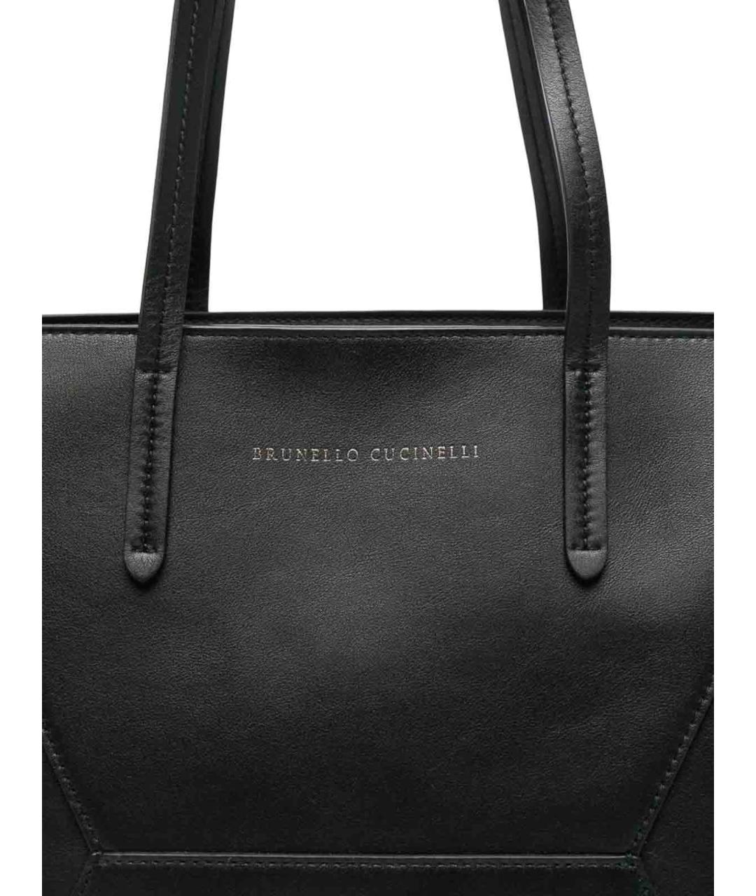 BRUNELLO CUCINELLI Черная кожаная сумка тоут, фото 5