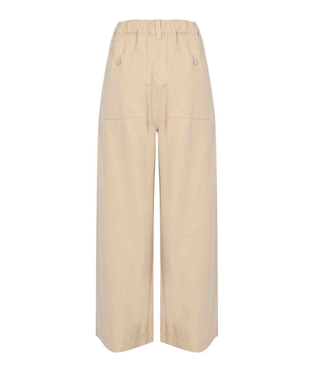 WEEKEND MAX MARA Бежевые хлопковые брюки широкие, фото 2