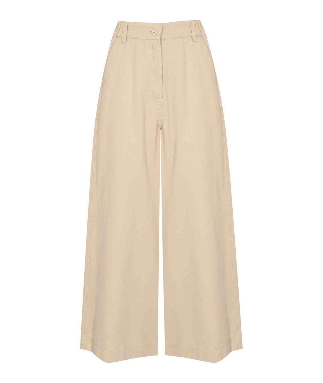 WEEKEND MAX MARA Бежевые хлопковые брюки широкие, фото 1