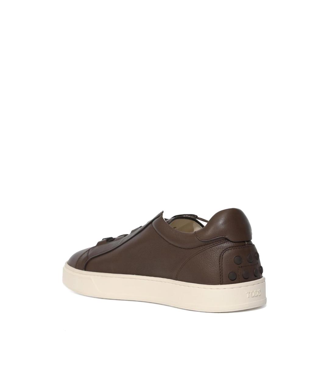 TOD'S Коричневые кожаные низкие кроссовки / кеды, фото 2