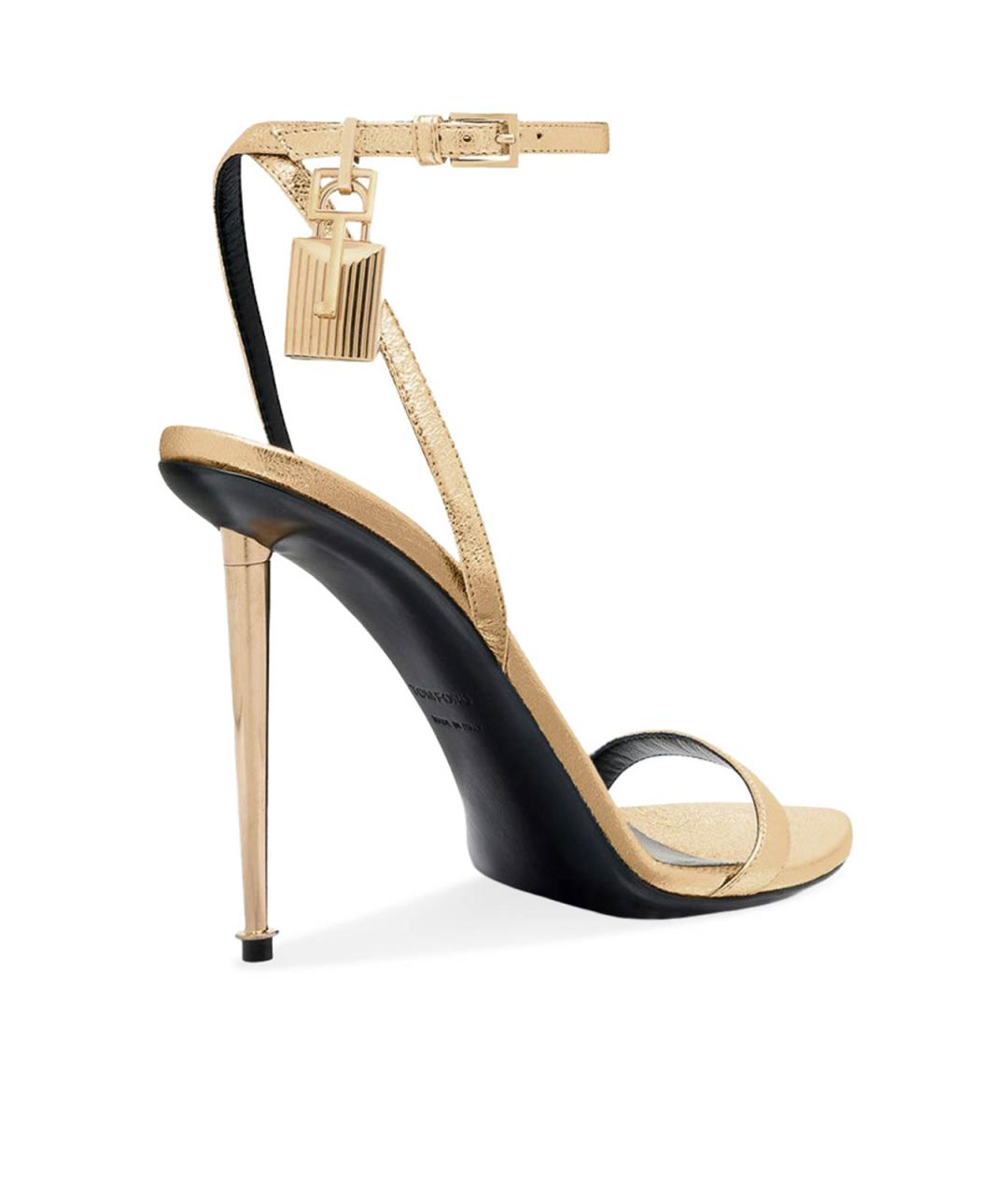 TOM FORD Золотые кожаные босоножки, фото 3