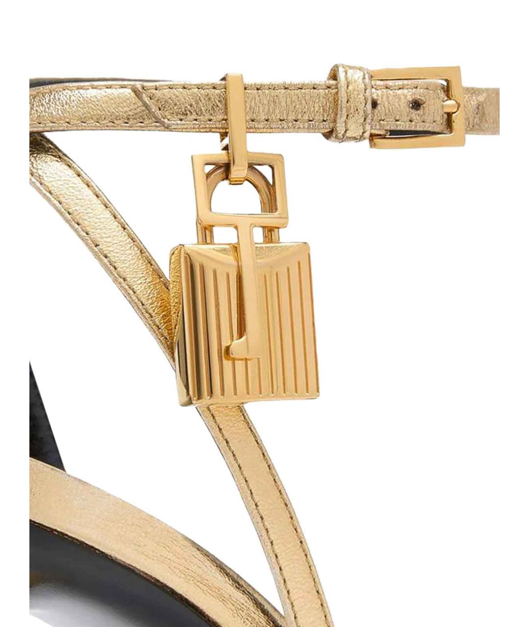 TOM FORD Золотые кожаные босоножки, фото 5