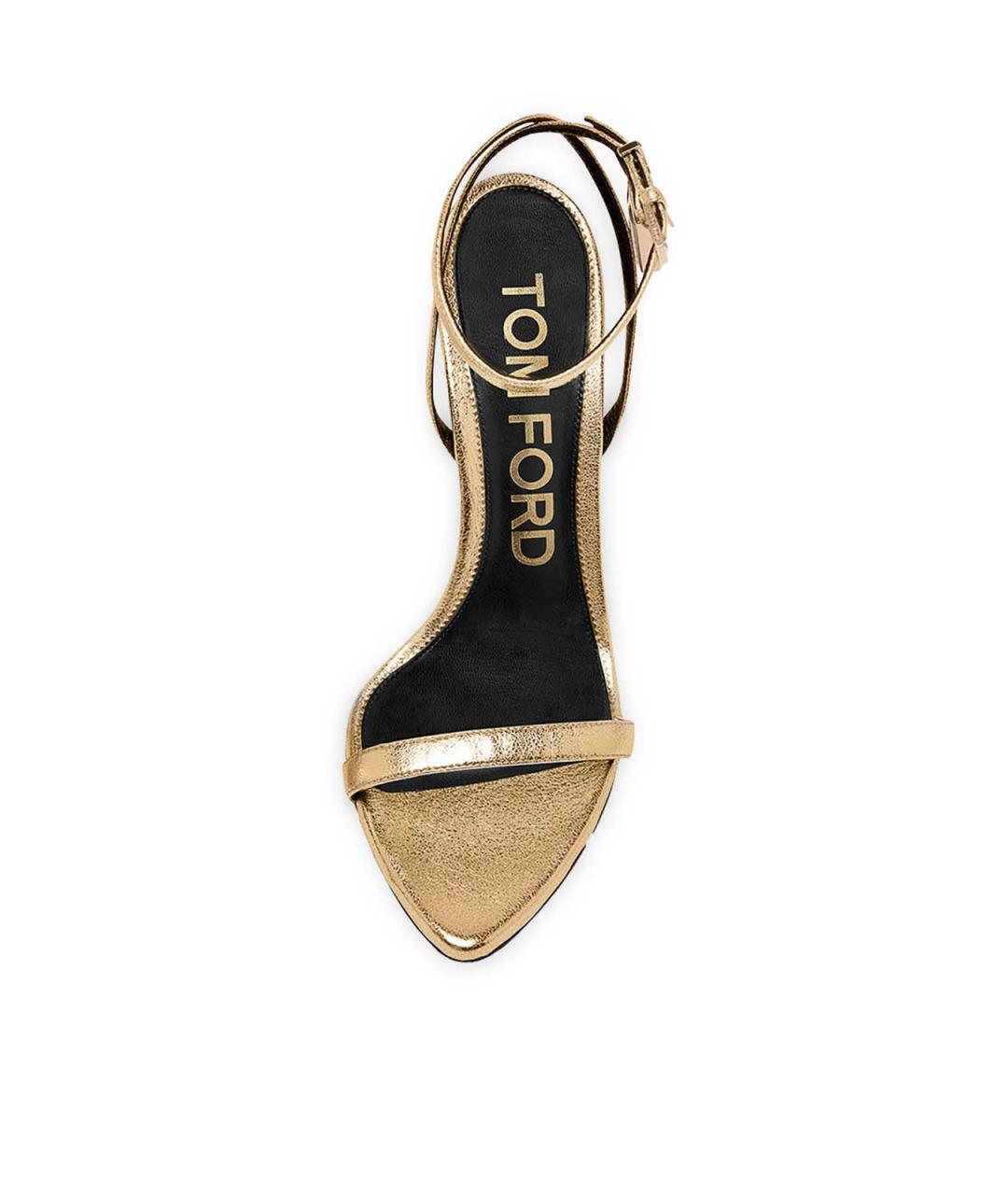 TOM FORD Золотые кожаные босоножки, фото 4