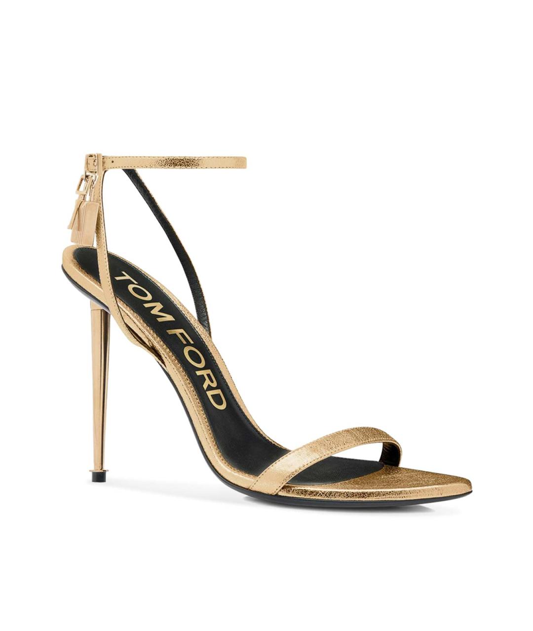 TOM FORD Золотые кожаные босоножки, фото 2