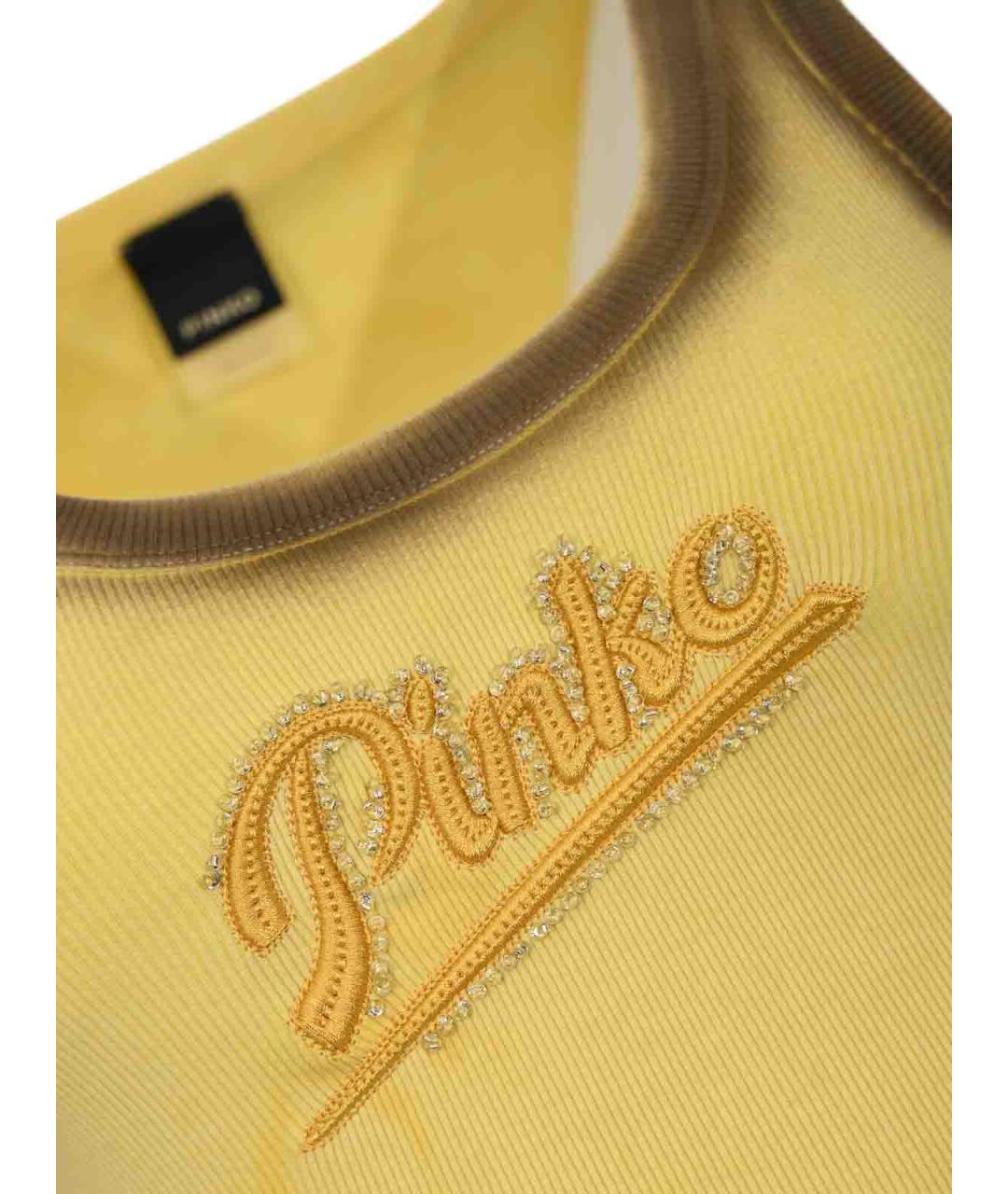 PINKO Желтая хлопковая майка, фото 3
