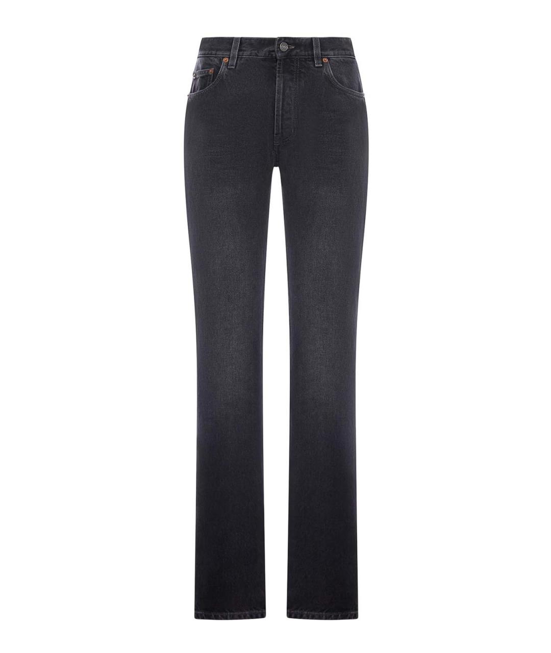 SAINT LAURENT Черные хлопковые прямые джинсы, фото 1