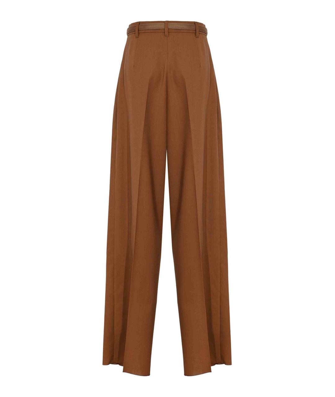 MAX MARA STUDIO Коричневые кожаные брюки широкие, фото 2