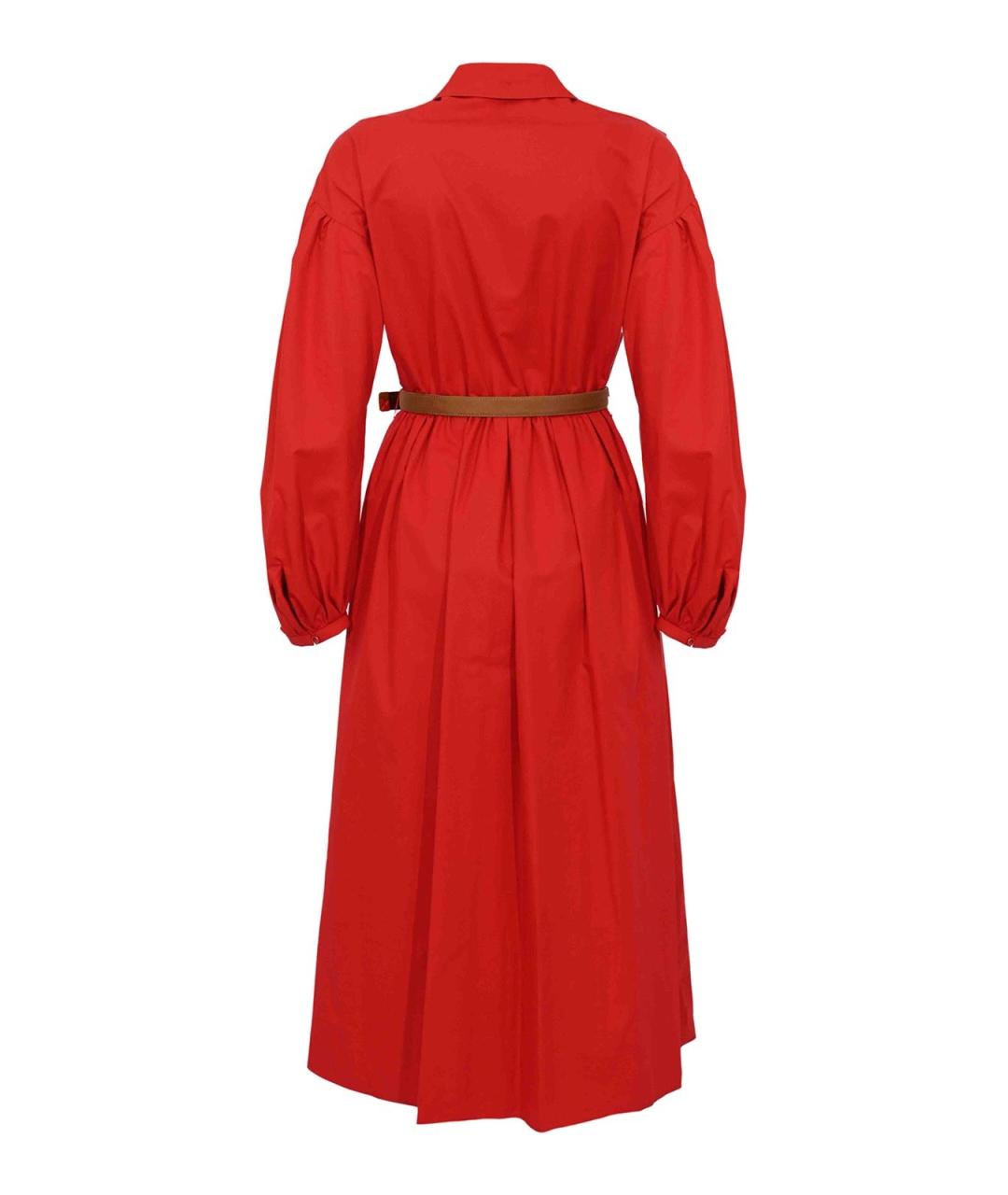 MAX MARA STUDIO Красное хлопковое повседневное платье, фото 2