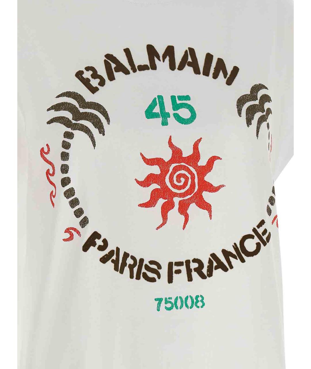 BALMAIN Белая хлопковая футболка, фото 4