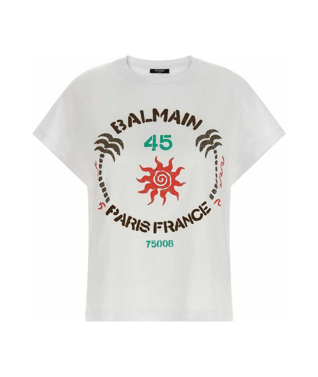 BALMAIN Белая хлопковая футболка, фото 1