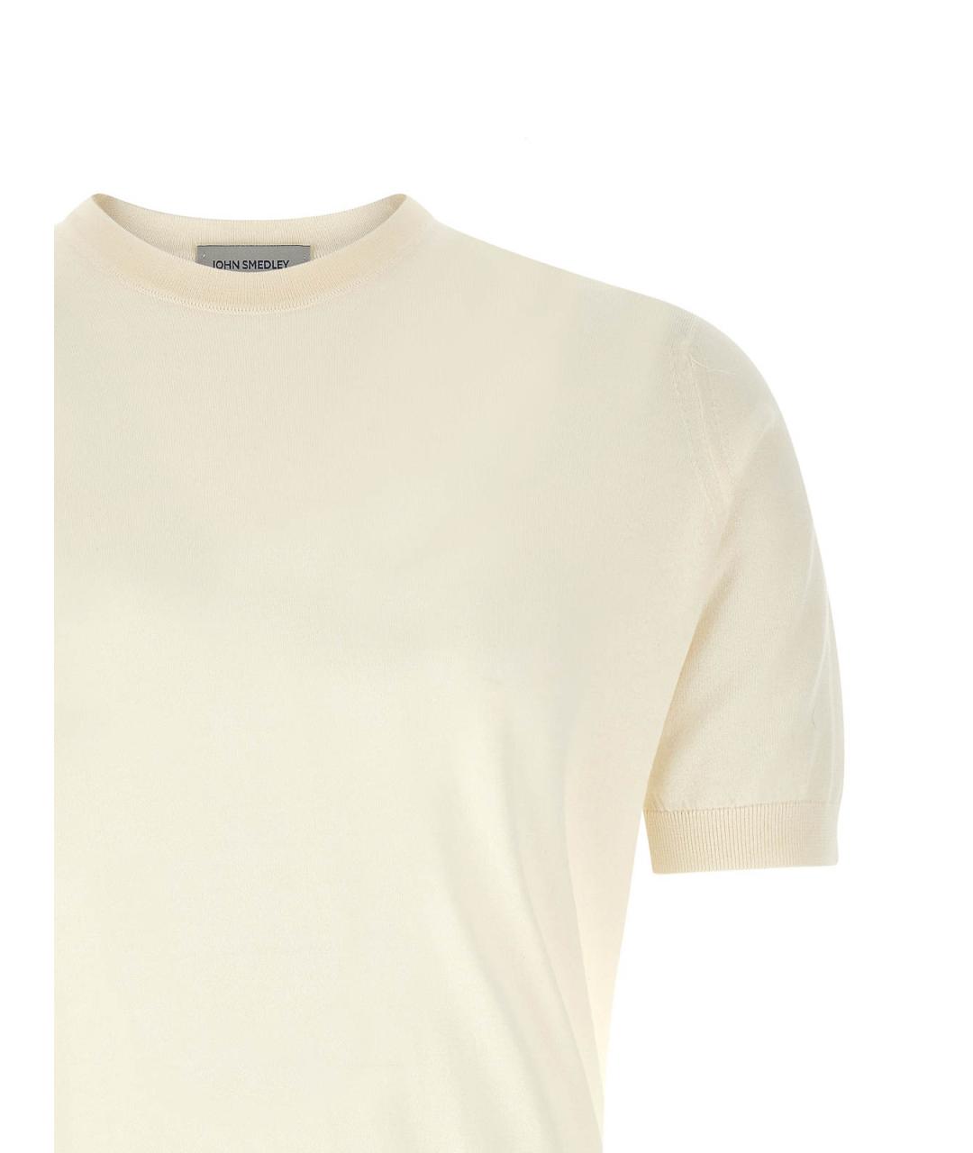 JOHN SMEDLEY Бежевая хлопковая футболка, фото 3
