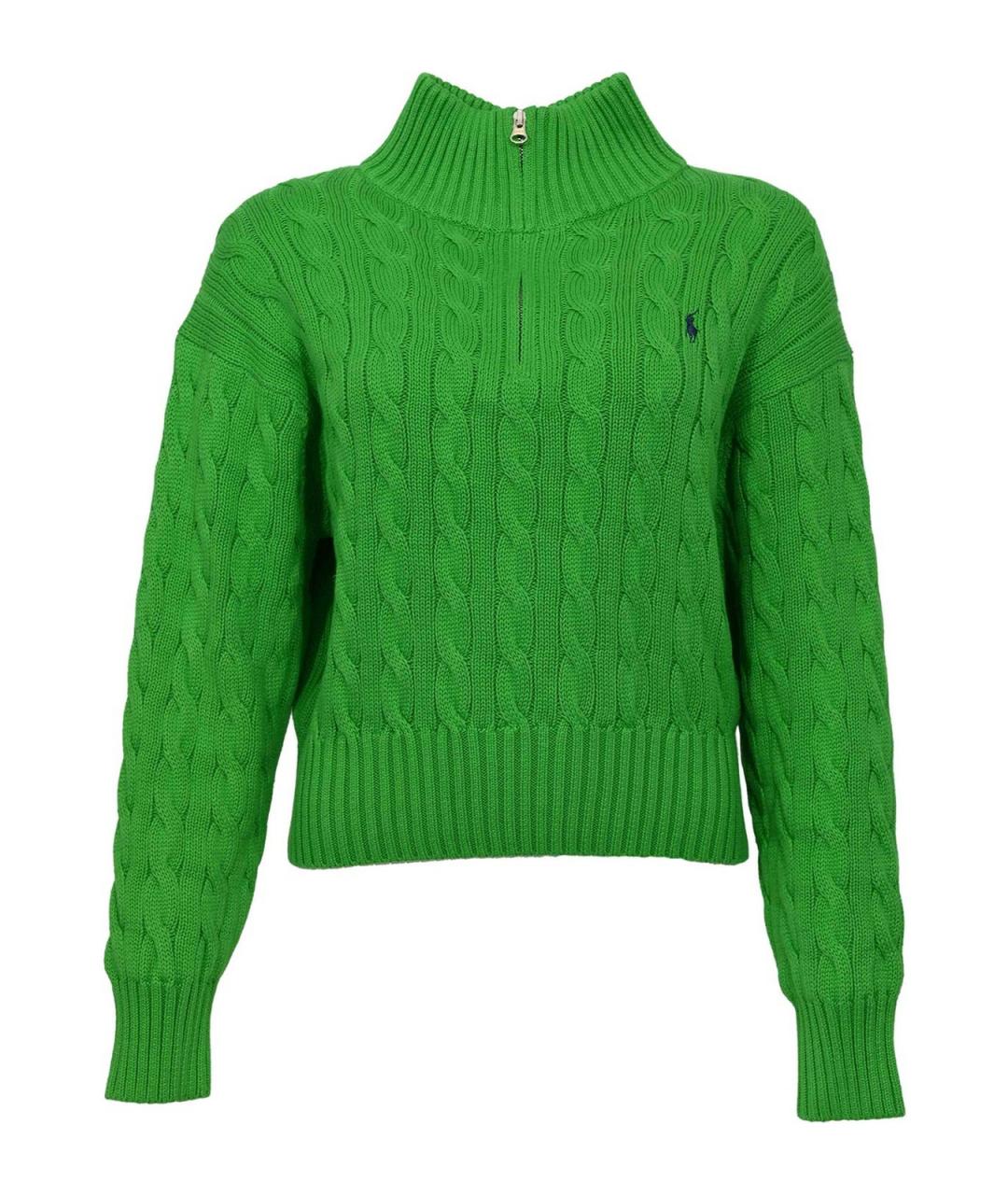 POLO RALPH LAUREN Зеленый хлопковый джемпер / свитер, фото 1