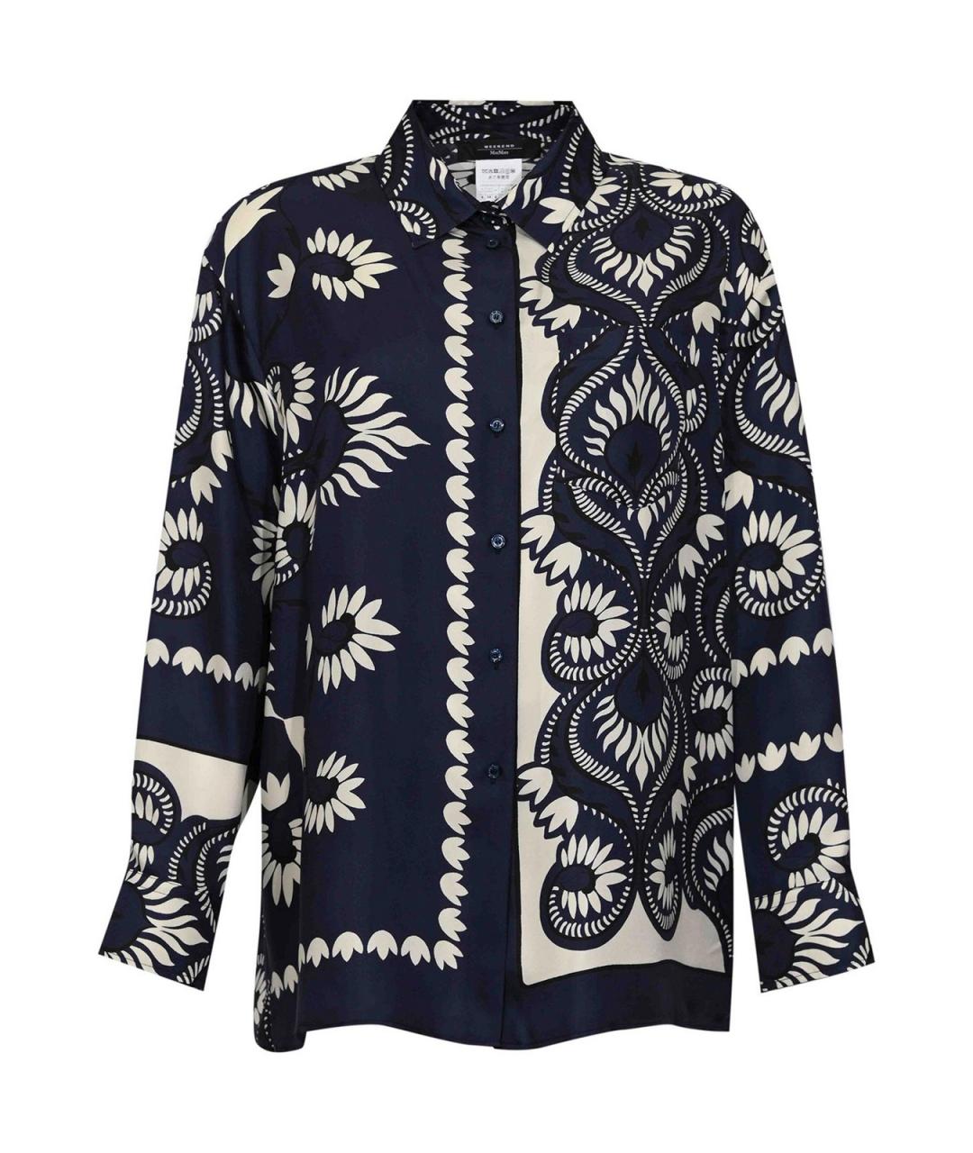 WEEKEND MAX MARA Синяя шелковая рубашка, фото 1
