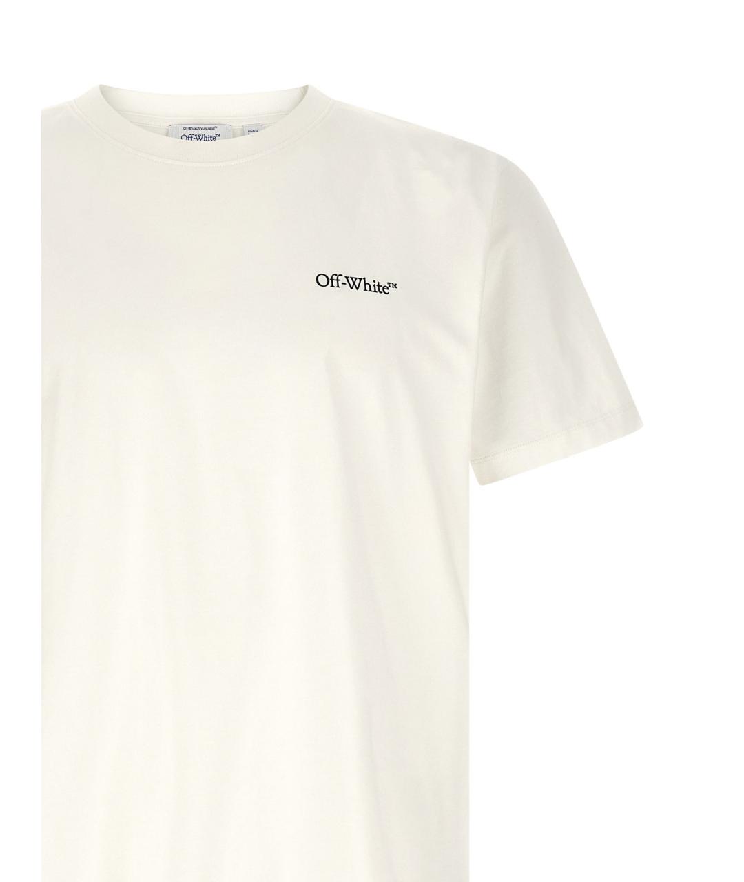 OFF-WHITE Белая хлопковая футболка, фото 3