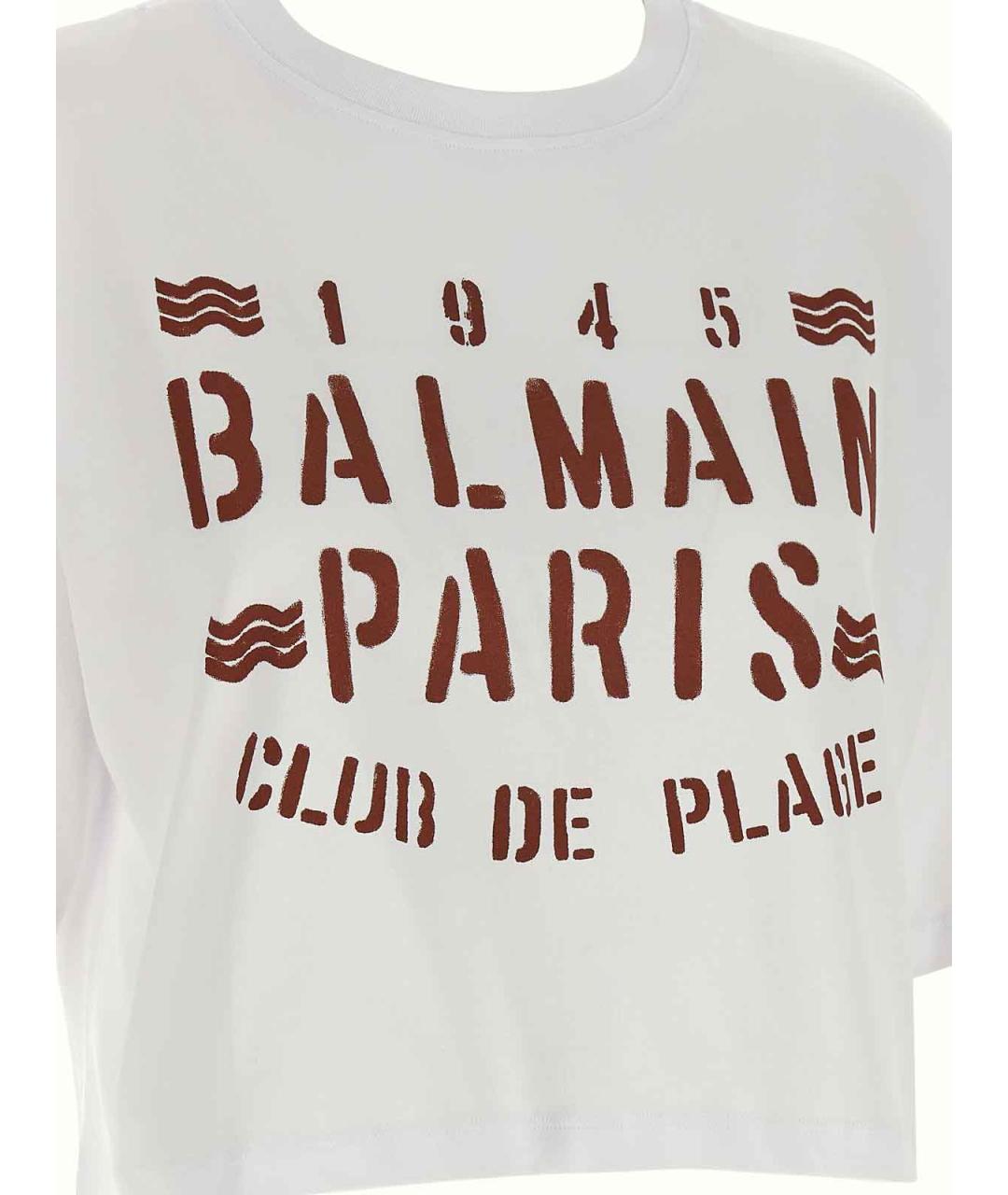 BALMAIN Белая хлопковая футболка, фото 4