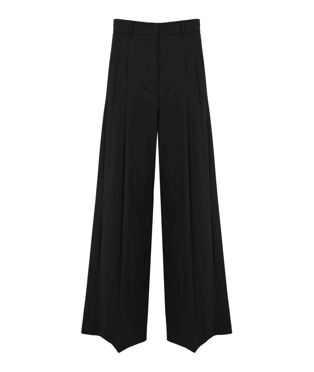 WEEKEND MAX MARA Черные шерстяные брюки широкие, фото 1