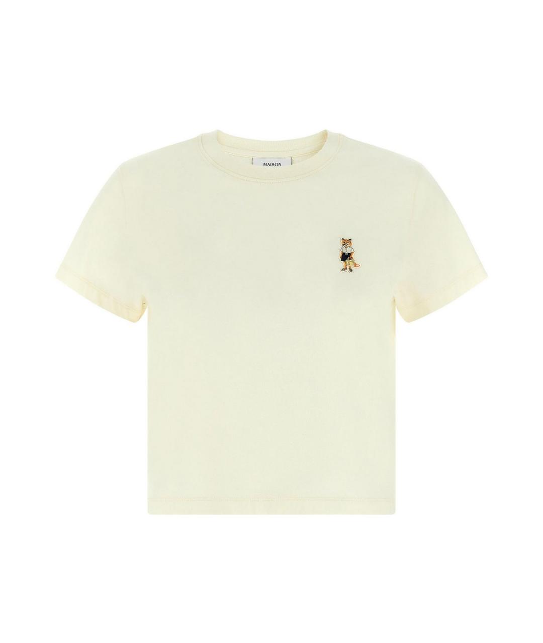 MAISON KITSUNE Бежевая хлопковая футболка, фото 1