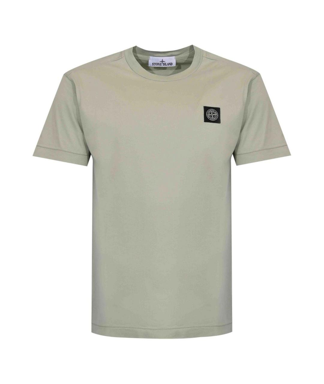 STONE ISLAND Салатовая хлопковая футболка, фото 1
