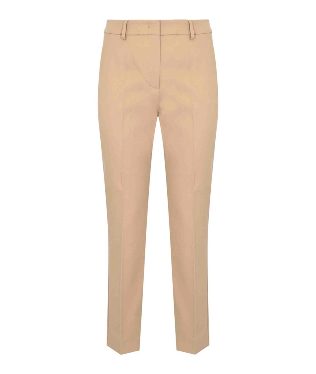 WEEKEND MAX MARA Бежевые хлопковые прямые брюки, фото 1