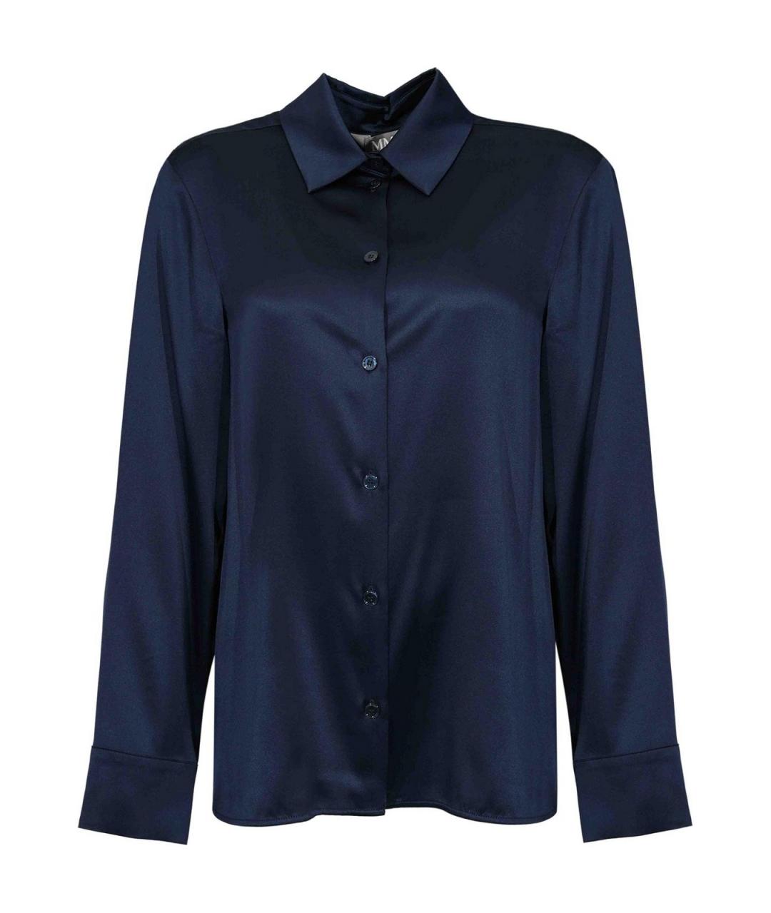 MAX MARA Темно-синяя шелковая рубашка, фото 1