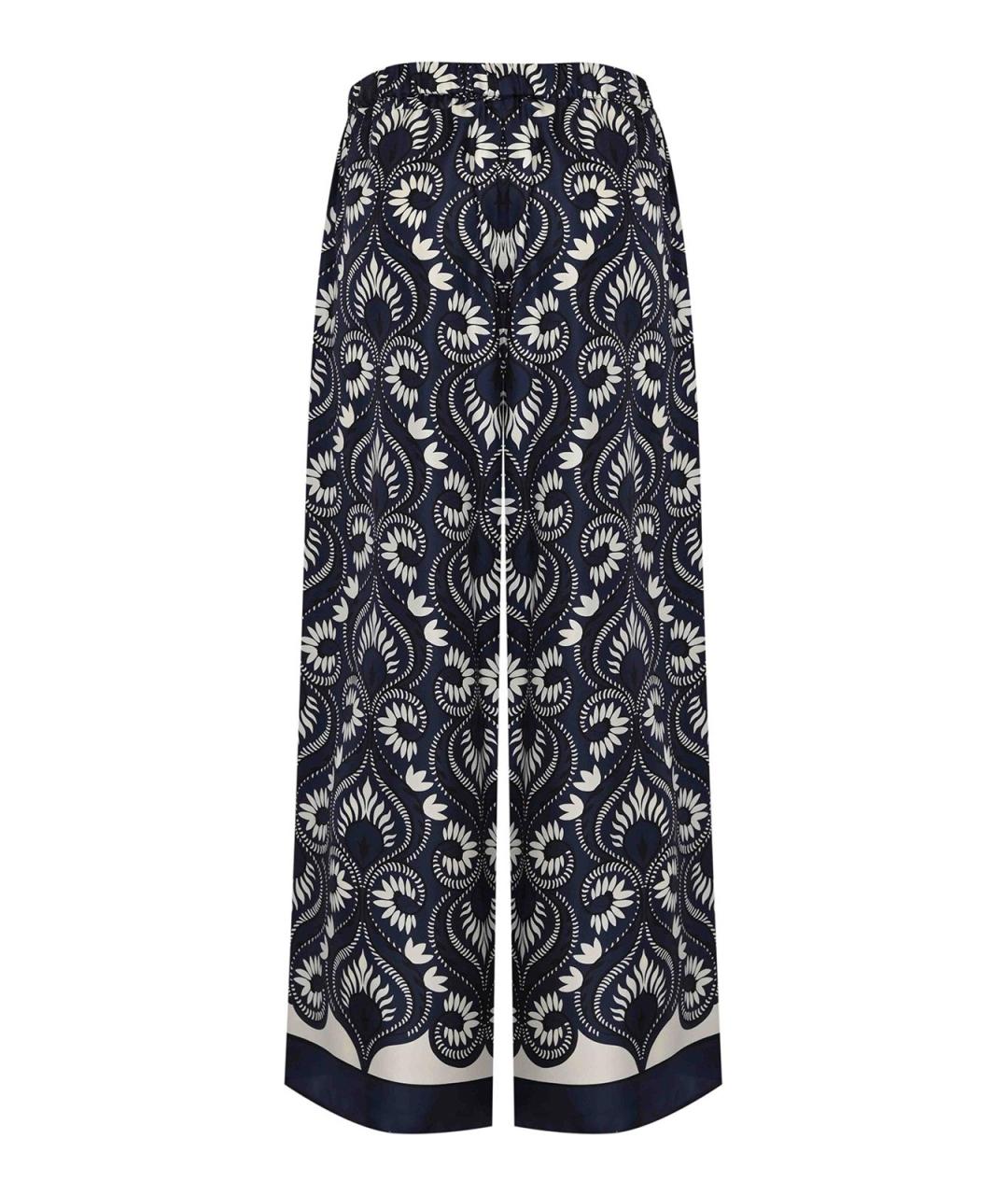 WEEKEND MAX MARA Синие шелковые брюки широкие, фото 2