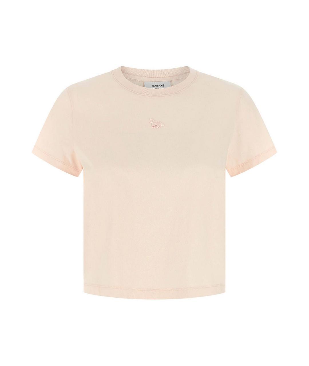 MAISON KITSUNE Бежевая хлопковая футболка, фото 1