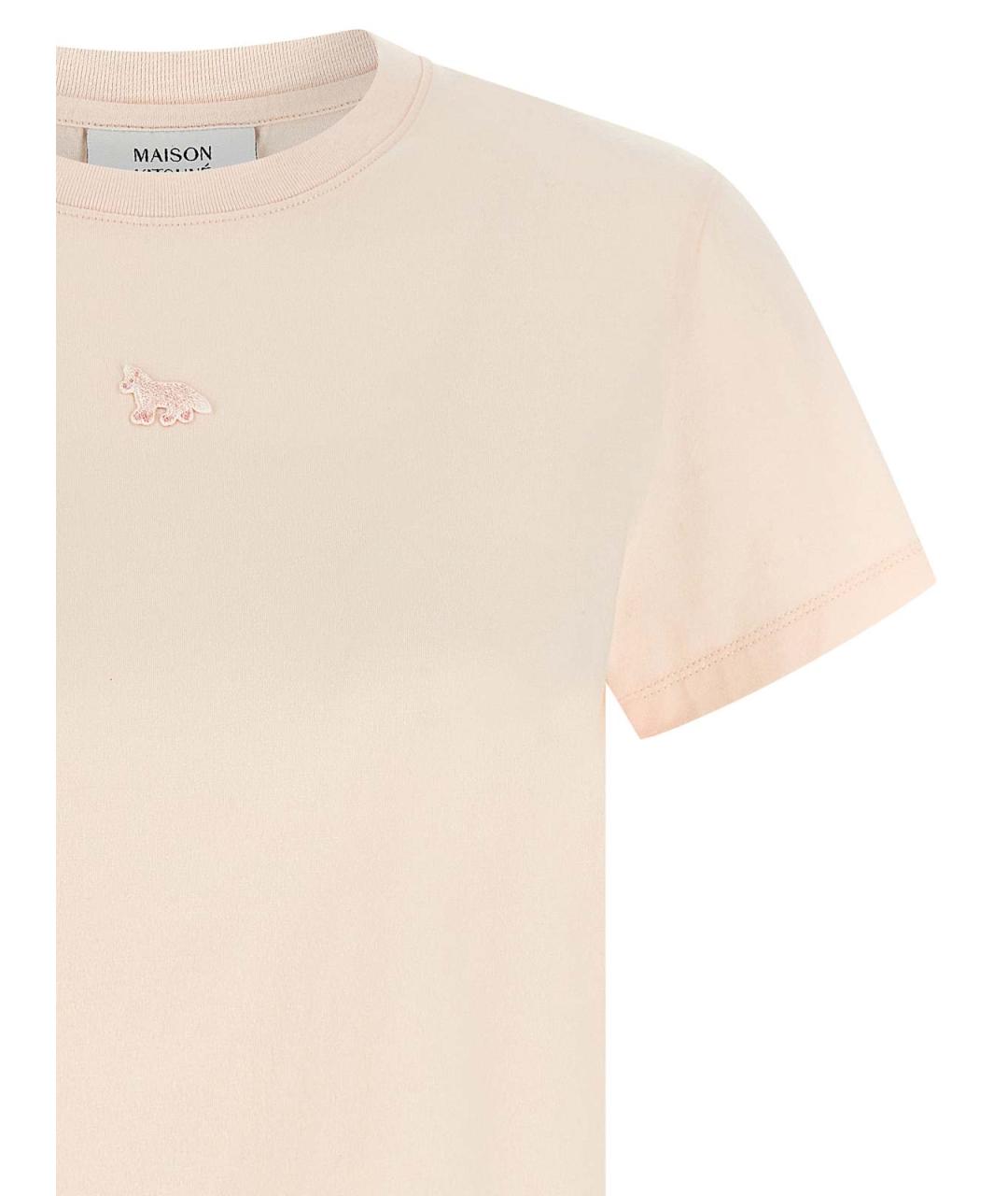 MAISON KITSUNE Бежевая хлопковая футболка, фото 3