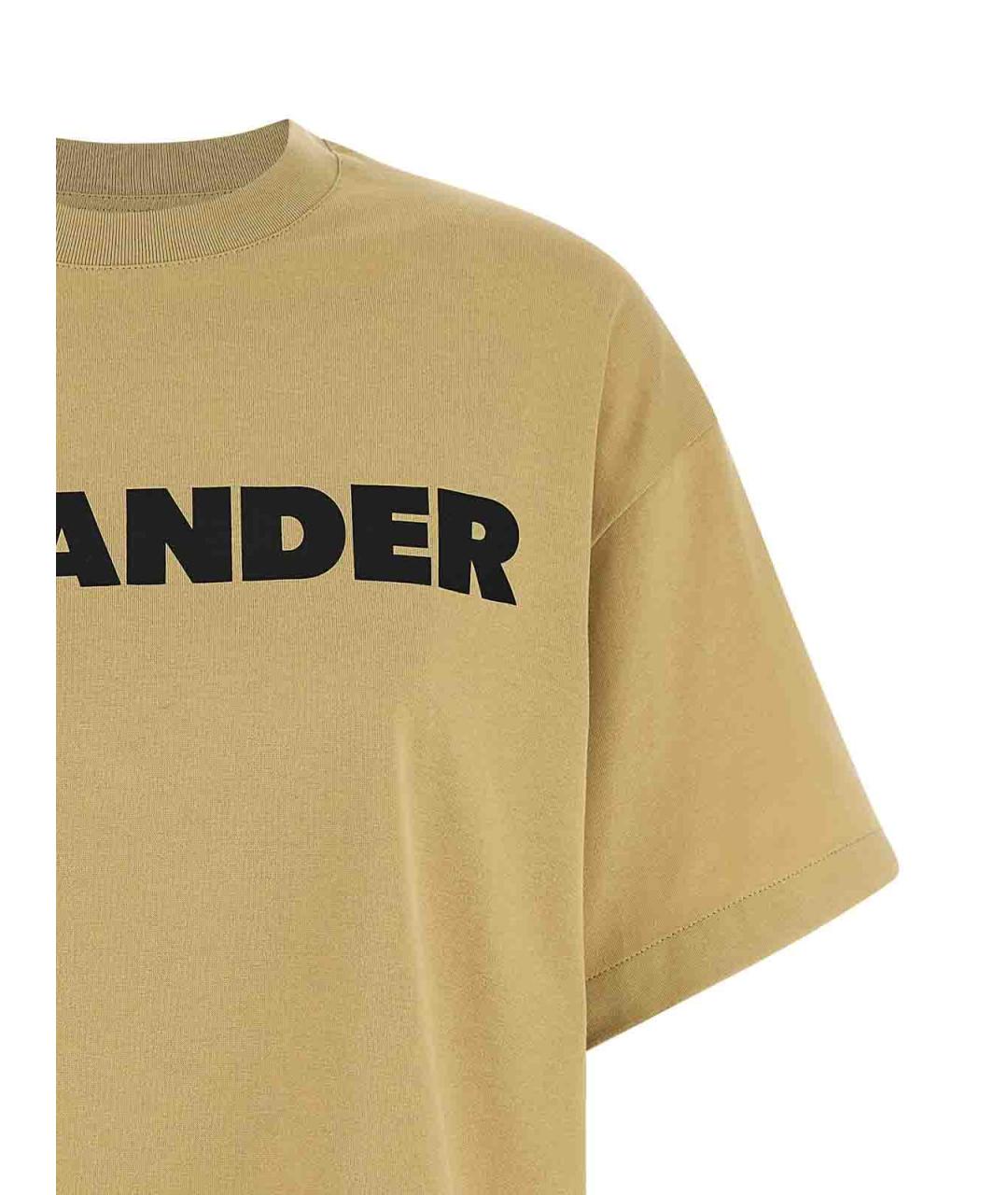JIL SANDER Бежевая хлопковая футболка, фото 3