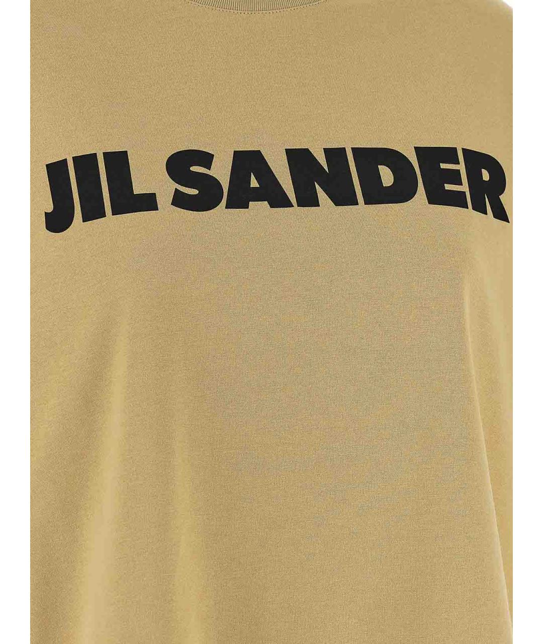 JIL SANDER Бежевая хлопковая футболка, фото 4
