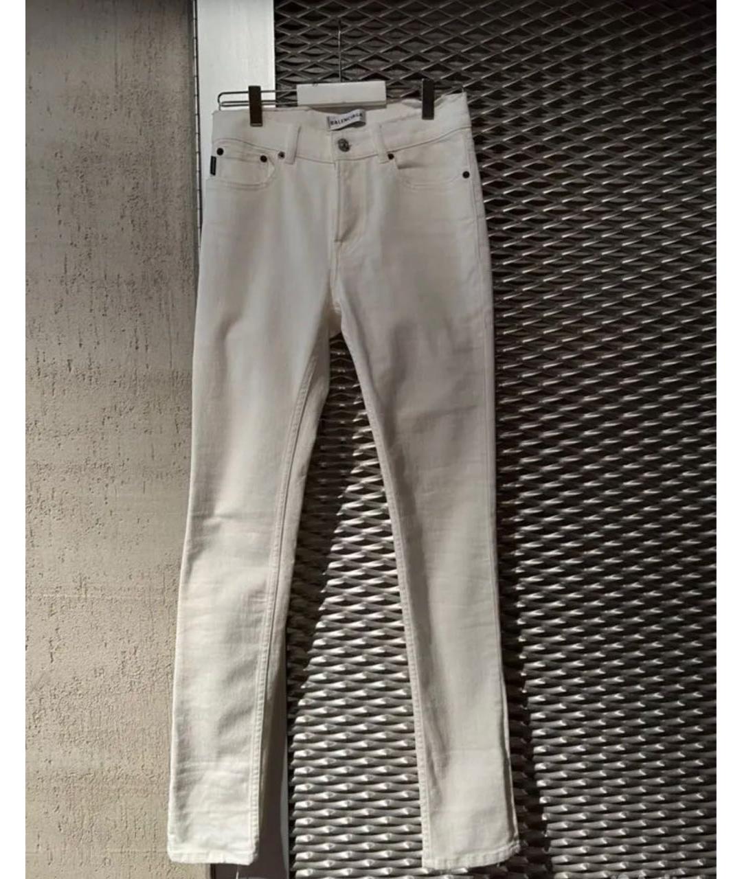 BALENCIAGA Белые хлопко-эластановые джинсы слим, фото 8